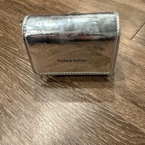 Silver Metallic Crossbody Bag